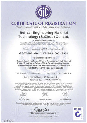 Китай Bohyar Engineering Material Technology(Suzhou)Co., Ltd Сертификаты